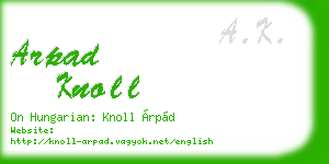 arpad knoll business card